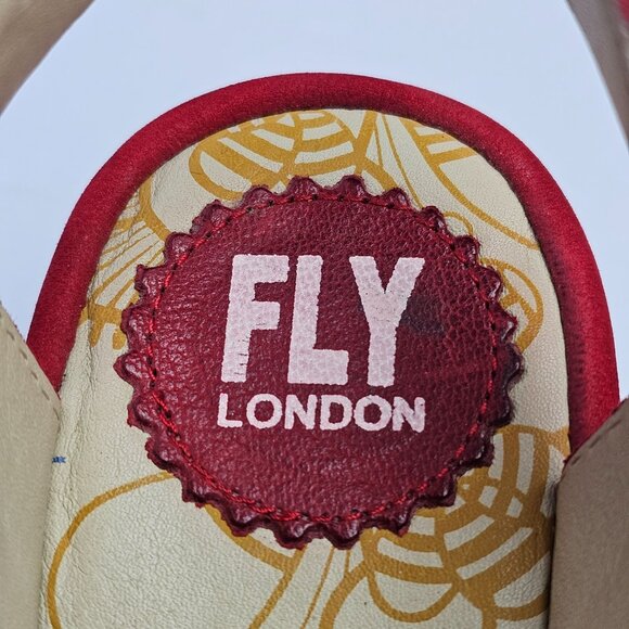 Fly London Yaji888fly Copido Red Wedge Slingback Open Toe Heels, 36, - Picture 6 of 9